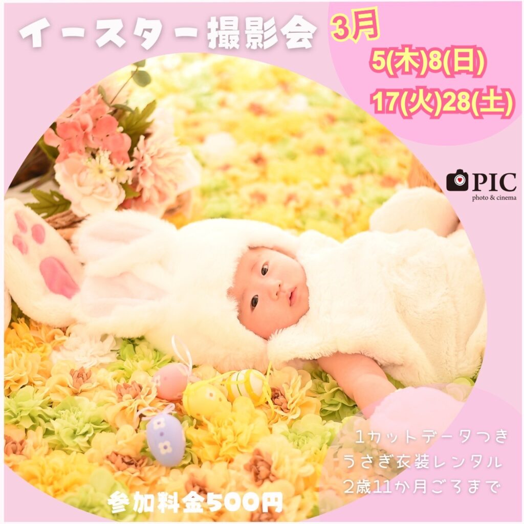 スタジオピック 写真館 Studio PIC 3/17(火)Babyイベント開催🐰🌸【スタジオピック佐野店 写真館📸】